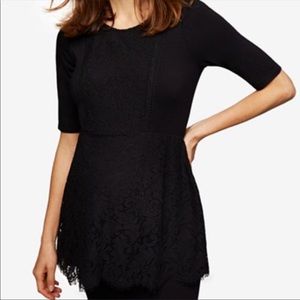 A Pea in the Pod Black Lace Peplum Maternity Top